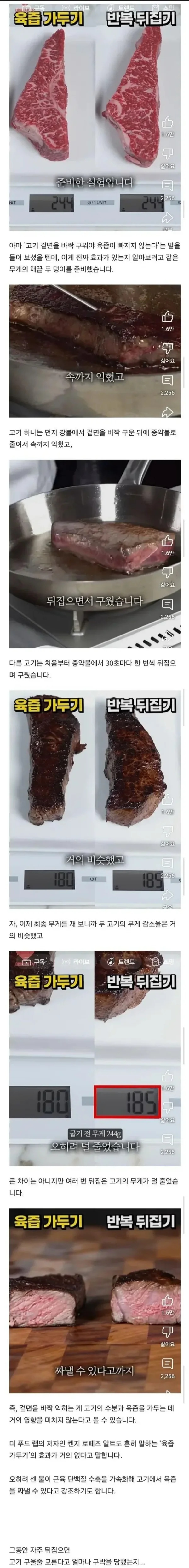 고기 구울 때 육즙 가두기 팩트 체크
