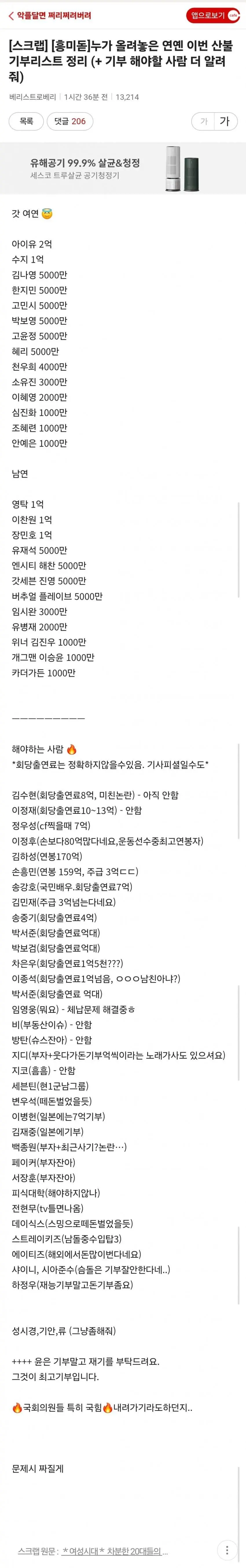 산불 확산 속 "여성시대" 근황