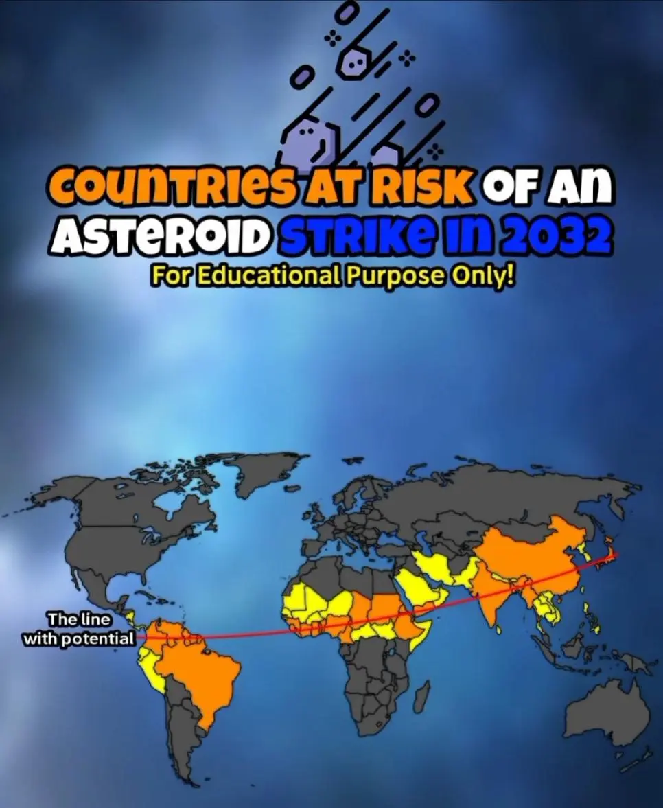 2032년 운석 충돌 예상지역