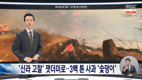 '신라 고찰' 잿더미로.. 3백 톤 사과 '숯덩이'